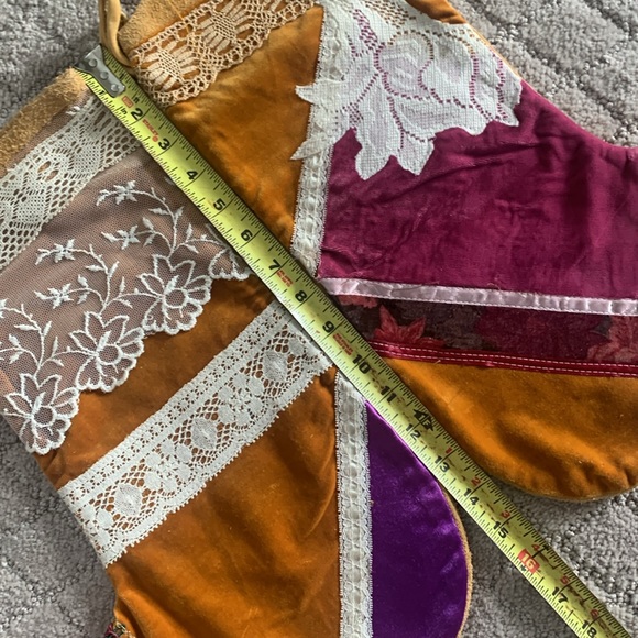 2 Vintage Boho Suede, Velvet & Lace Christmas Stockings - Picture 11 of 13